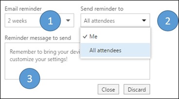 Calender email reminder options