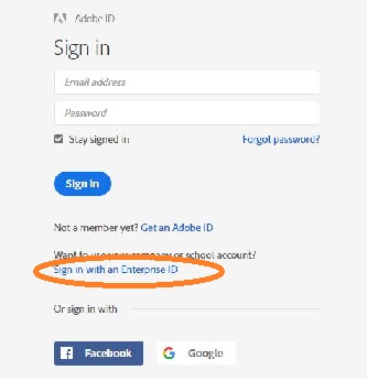 Adobe sign in page