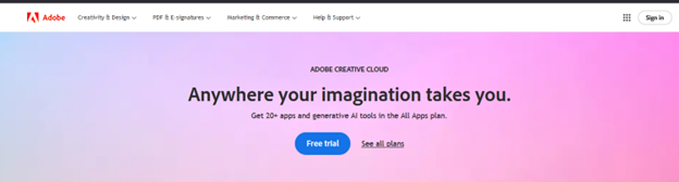 Picture showing the Sign In button in the upper right side of the page.