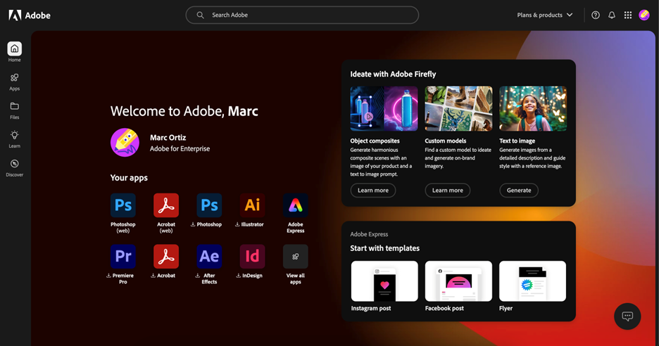 Welcome to Adobe page.