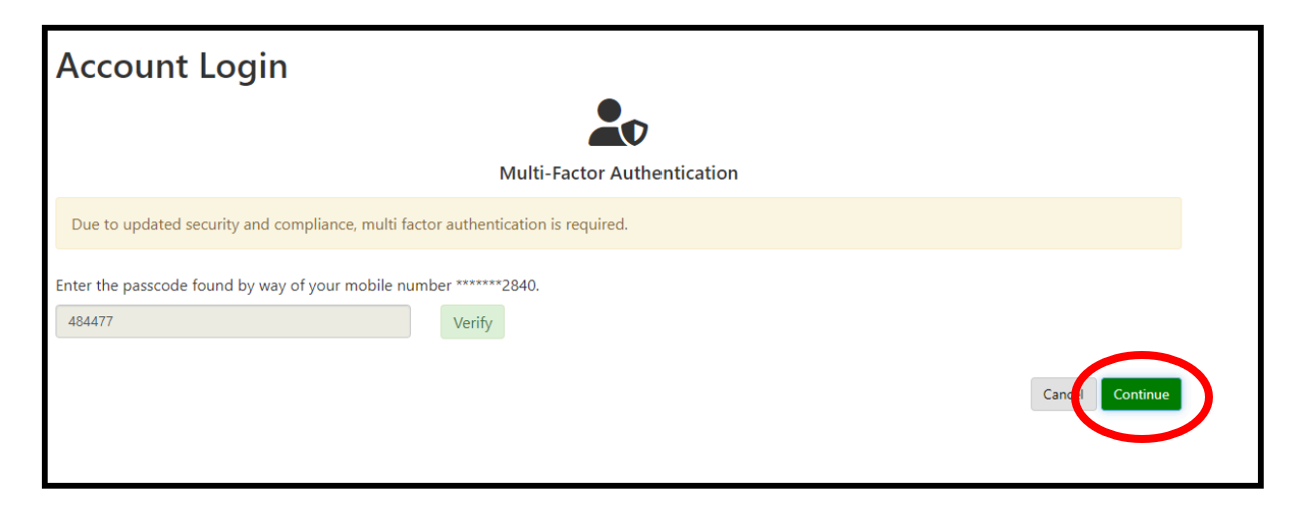 Verification Successful continue