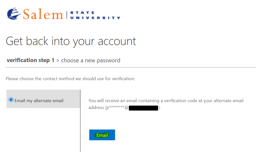 Alternate email verification process description