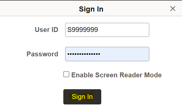Navigator login student ID box