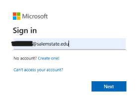 microsoft sign in. enter your salem state email address.