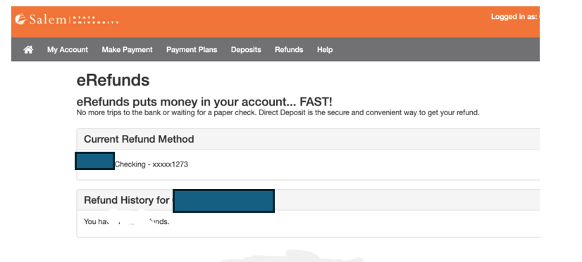 touchNet Confirmation of direct deposit  successful 